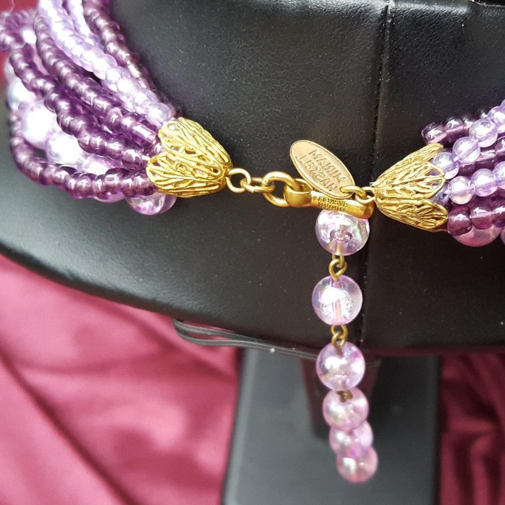 Miriam Haskell Multi Strand Size Purple Beads Sig… - image 7